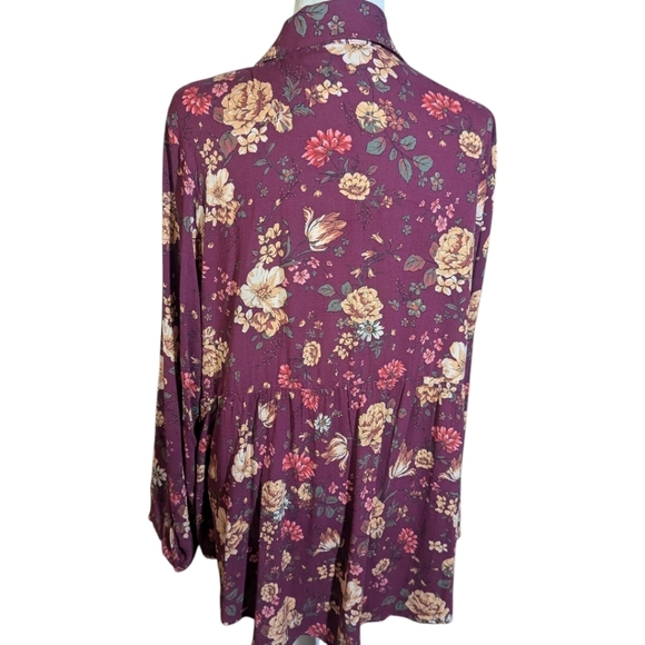 Torrid Textured Stretch Rayon Dark Academia Wine Floral Romantic Tunic Sz 3x - Picture 6 of 12